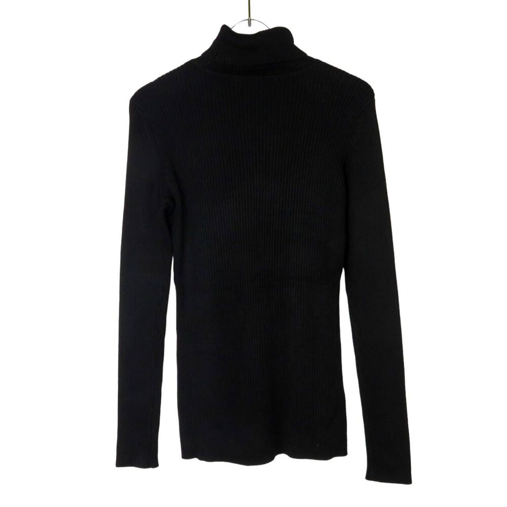 Boston Proper Black Ribbed Turtleneck Sweater Fitted Extra Small - Picture 5 of 8